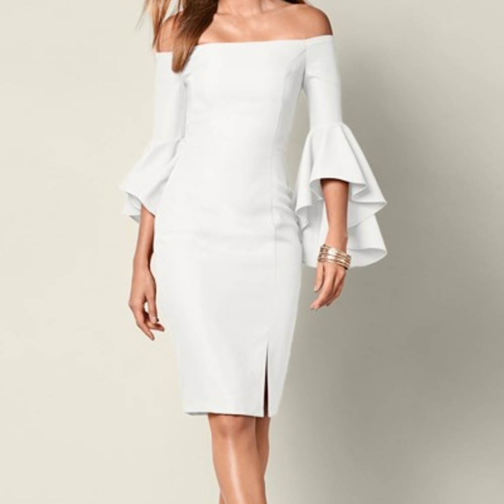 Off the shoulder, flowy sleeve dress